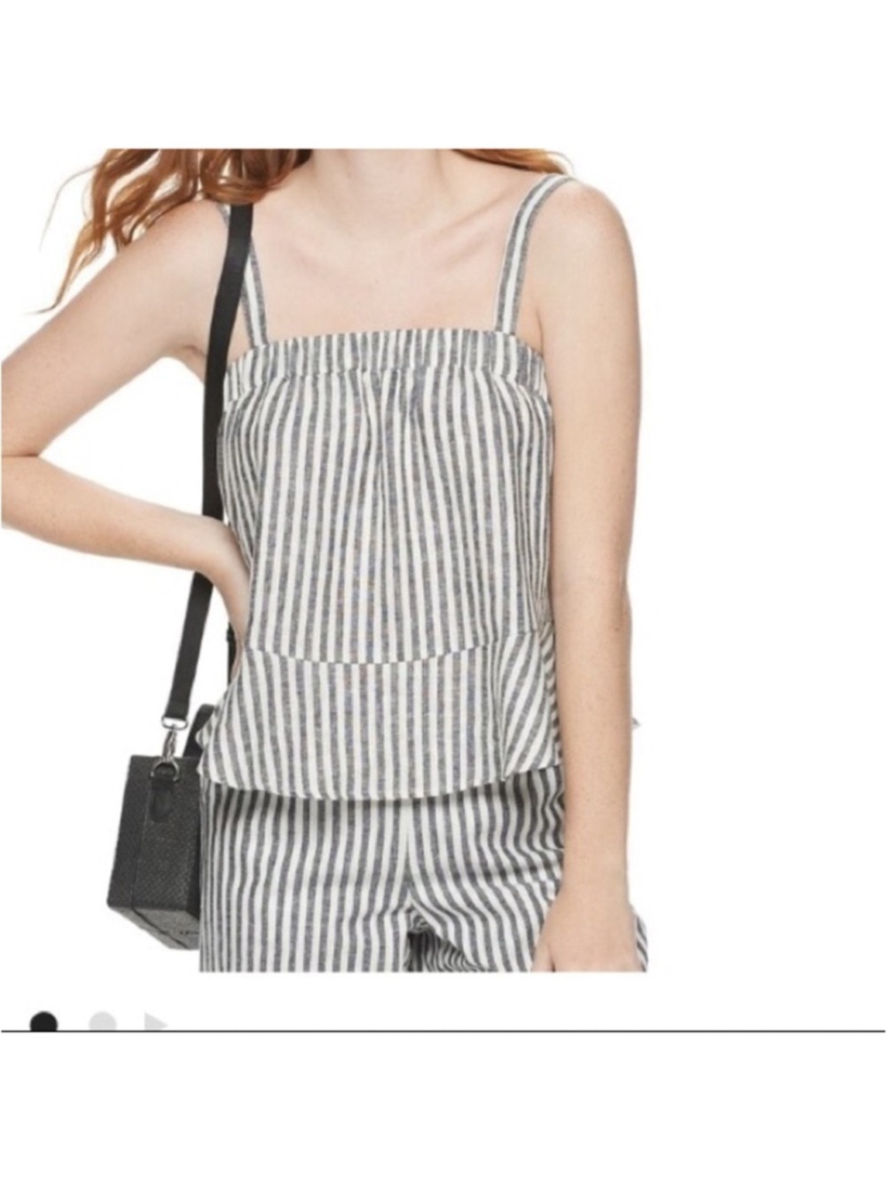 POPSUGAR Striped Linen Blend Crop Tank Top White Black XXL NWT - Picture 12 of 15